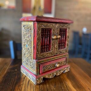 Ornate Red and Gold Jewelry Box
